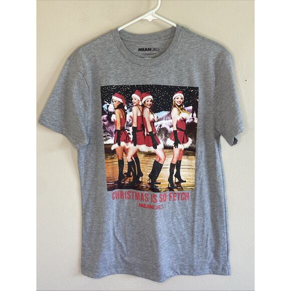 Mean Girls Gray Santa Holiday Graphic Crewneck Tshirt Tee Adult Womens Small NEW - Picture 1 of 7